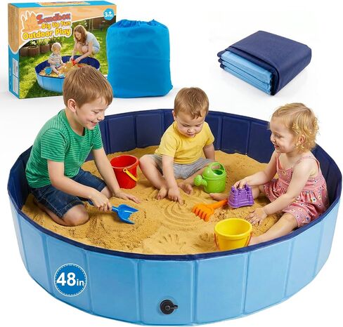 Aywewii 48'' Large Sandbox for Kids, Foldable Sand Box for Outdoor Indoor in Saudi Arabia