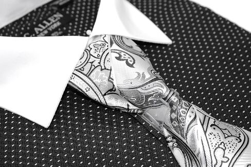 C. Allen Men's Pin Dot Pattern Regular Fit French Cuffs Dress Shirts with Tie Hanky Cufflinks Combo in Kuwait