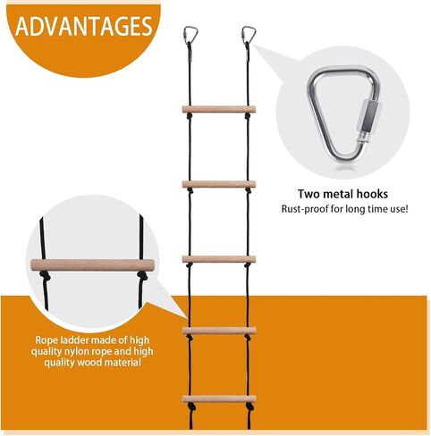 Kids Climbing Rope Ladder，for Swing Accessories 2 Hooks in Kuwait