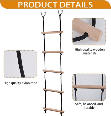 Kids Climbing Rope Ladder，for Swing Accessories 2 Hooks in Kuwait
