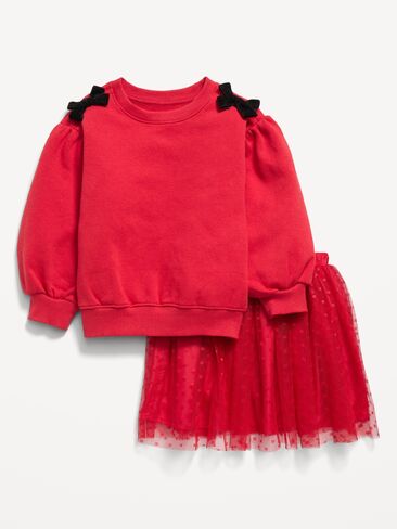 Old Navy Bow-Shoulder Sweatshirt and Tutu Skirt Set for Toddler Girls - Robbie Red in Kuwait