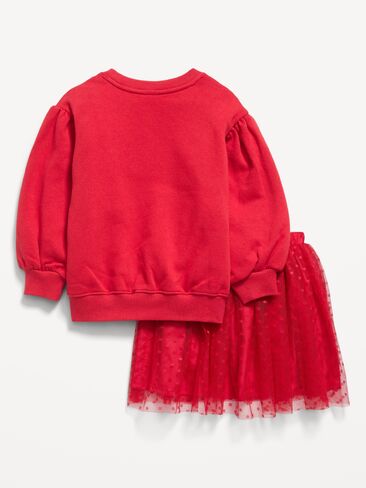 Old Navy Bow-Shoulder Sweatshirt and Tutu Skirt Set for Toddler Girls - Robbie Red in Kuwait