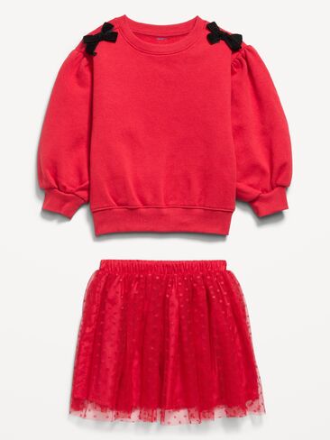 Old Navy Bow-Shoulder Sweatshirt and Tutu Skirt Set for Toddler Girls - Robbie Red in Kuwait