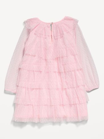 Old Navy Long-Sleeve Tiered Tulle Dress for Toddler Girls - Blush On You in Kuwait