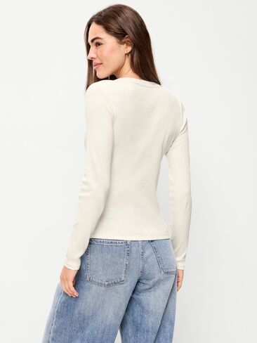 Old Navy Snug Long-Sleeve Ribbed Henley T-Shirt - Sea Salt in Saudi Arabia