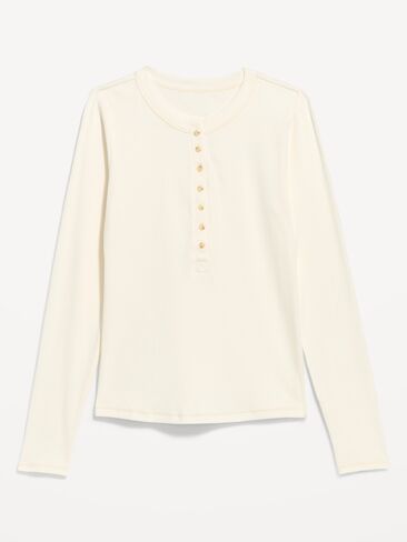 Old Navy Snug Long-Sleeve Ribbed Henley T-Shirt - Sea Salt in Saudi Arabia