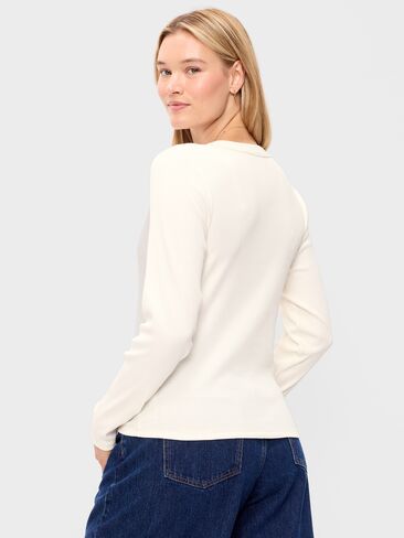 Old Navy Snug Long-Sleeve Ribbed Henley T-Shirt - Sea Salt in Saudi Arabia