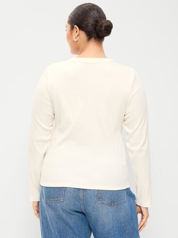 Old Navy Snug Long-Sleeve Ribbed Henley T-Shirt - Sea Salt in Saudi Arabia