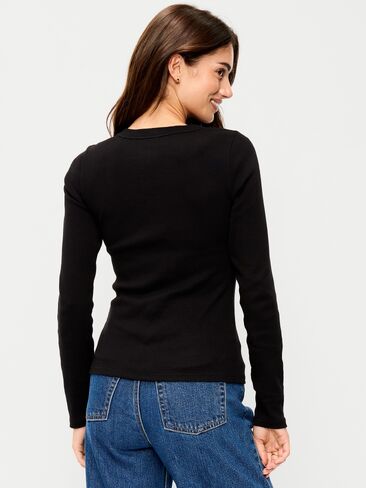Old Navy Snug Long-Sleeve Ribbed Henley T-Shirt - Black Jack in Saudi Arabia