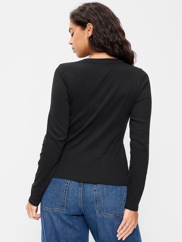 Old Navy Snug Long-Sleeve Ribbed Henley T-Shirt - Black Jack in Saudi Arabia