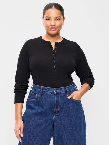 Old Navy Snug Long-Sleeve Ribbed Henley T-Shirt - Black Jack in Saudi Arabia