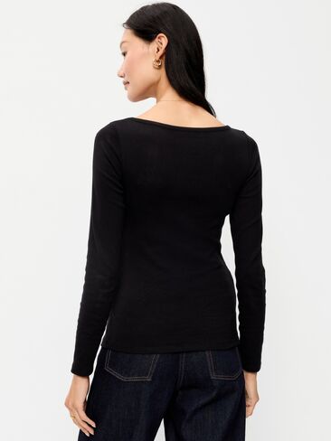 Old Navy Snug Long-Sleeve Boatneck T-Shirt - LS SNUG BOATNE:BLCKJACK in Saudi Arabia
