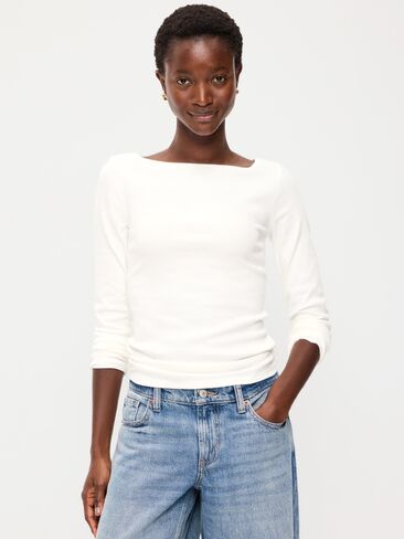 Old Navy Snug Long-Sleeve Boatneck T-Shirt - White Lilies in Saudi Arabia