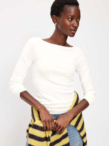 Old Navy Snug Long-Sleeve Boatneck T-Shirt - White Lilies in Saudi Arabia