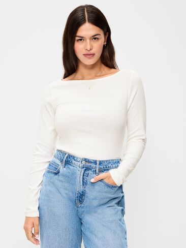 Old Navy Snug Long-Sleeve Boatneck T-Shirt - White Lilies in Saudi Arabia