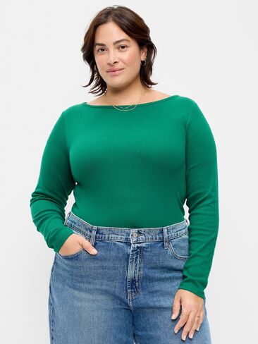 Old Navy Snug Long-Sleeve Boatneck T-Shirt - Rainforest Jewel in Saudi Arabia