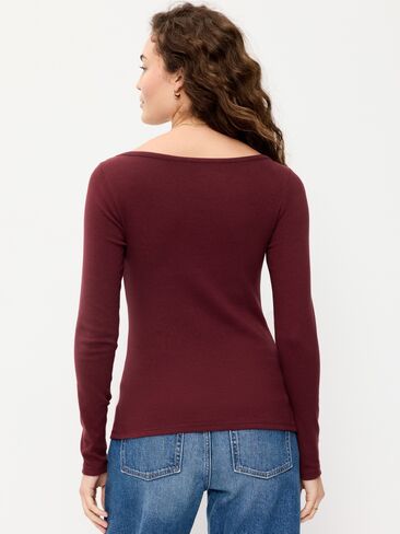 Old Navy Snug Long-Sleeve Boatneck T-Shirt - Red Lacquer in Saudi Arabia