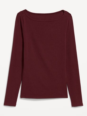 Old Navy Snug Long-Sleeve Boatneck T-Shirt - Red Lacquer in Saudi Arabia
