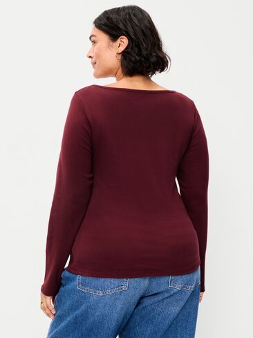 Old Navy Snug Long-Sleeve Boatneck T-Shirt - Red Lacquer in Saudi Arabia