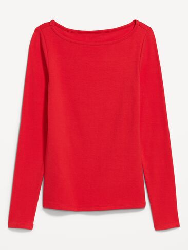 Old Navy Snug Long-Sleeve Boatneck T-Shirt - Scotty Red in Saudi Arabia