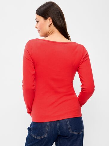 Old Navy Snug Long-Sleeve Boatneck T-Shirt - Scotty Red in Saudi Arabia