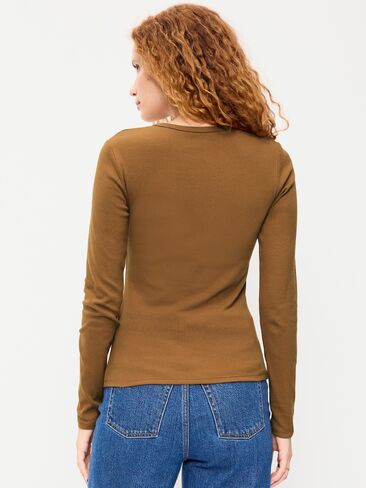 Old Navy Snug Crew-Neck Long Sleeve T-Shirt - SYCAMORE BARK in Saudi Arabia