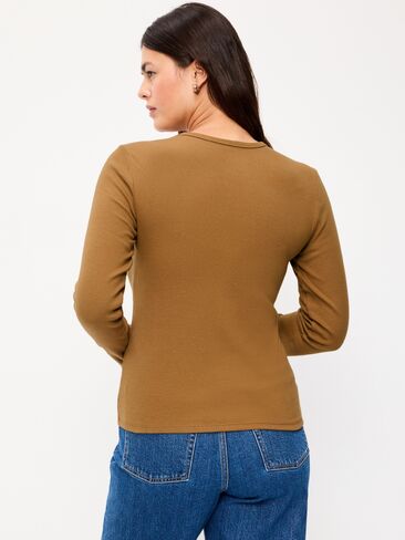 Old Navy Snug Crew-Neck Long Sleeve T-Shirt - SYCAMORE BARK in Saudi Arabia
