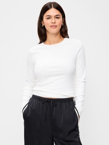 Old Navy Snug Crew-Neck Long Sleeve T-Shirt - White Lilies in Saudi Arabia