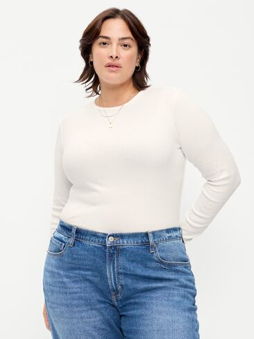 Old Navy Snug Crew-Neck Long Sleeve T-Shirt - White Lilies in Saudi Arabia