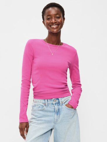 Old Navy Snug Crew-Neck Long Sleeve T-Shirt - Wild Prairie Rose in Saudi Arabia