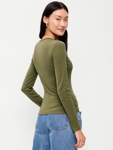Old Navy Snug Crew-Neck Long Sleeve T-Shirt - Dill Caper in Saudi Arabia