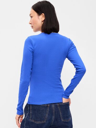 Old Navy Snug Crew-Neck Long Sleeve T-Shirt - CRAYON BLUE in Saudi Arabia
