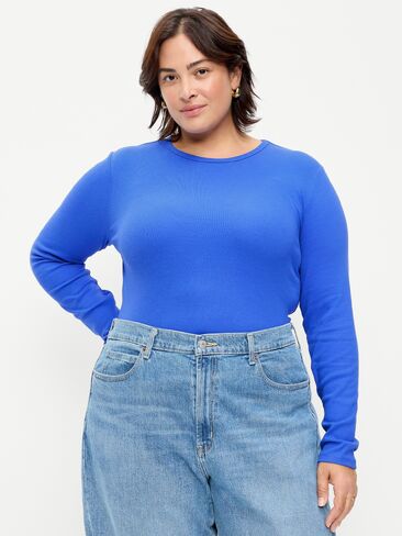 Old Navy Snug Crew-Neck Long Sleeve T-Shirt - CRAYON BLUE in Saudi Arabia