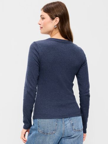 Old Navy Snug Long-Sleeve Ribbed Henley T-Shirt - Arctic Depth in Saudi Arabia