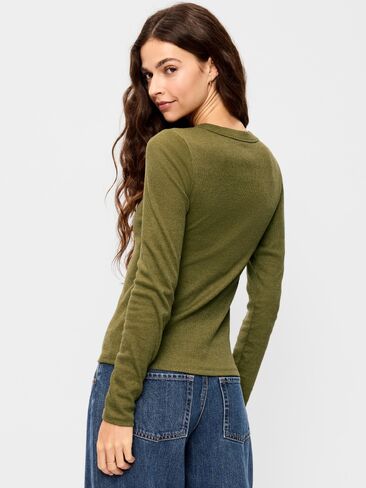 Old Navy Snug Long-Sleeve Ribbed Henley T-Shirt - Avocado Oil in Saudi Arabia
