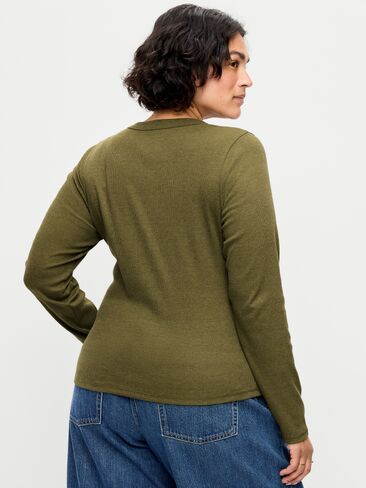 Old Navy Snug Long-Sleeve Ribbed Henley T-Shirt - Avocado Oil in Saudi Arabia