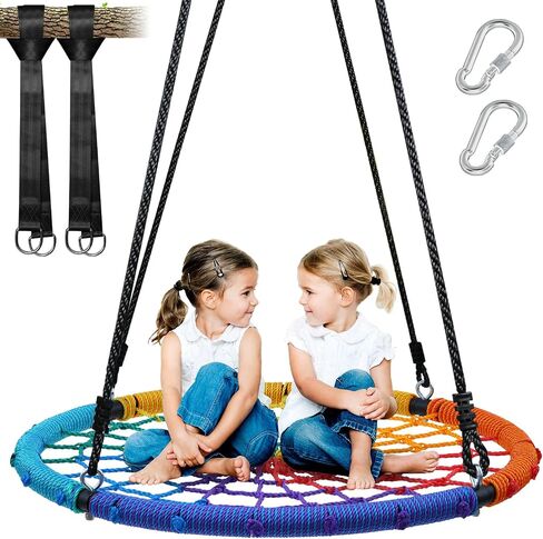 Trekassy 40" Spider Web Saucer Tree Swing for Kids & Adults - Rainbow in Saudi Arabia