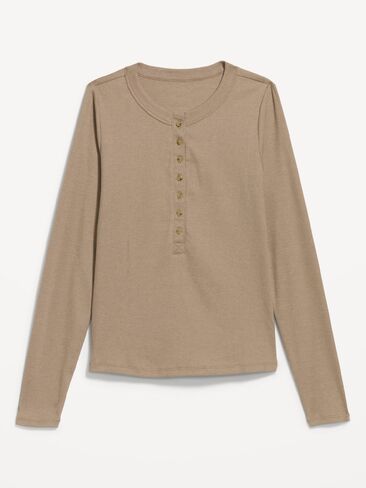 Old Navy Snug Long-Sleeve Ribbed Henley T-Shirt - Chocolate Malted in Saudi Arabia