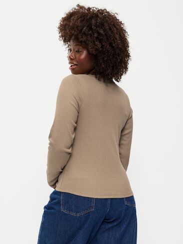 Old Navy Snug Long-Sleeve Ribbed Henley T-Shirt - Chocolate Malted in Saudi Arabia