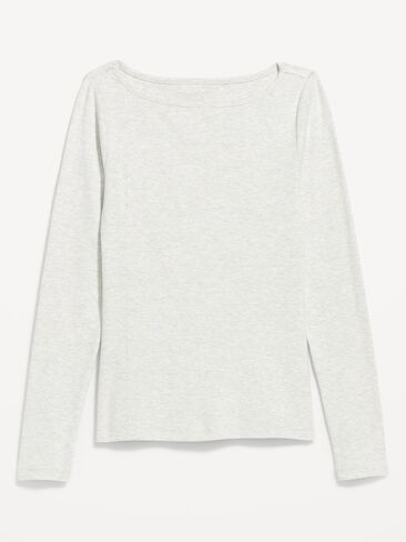 Old Navy Snug Long-Sleeve Boatneck T-Shirt - Light Gray Heather in Saudi Arabia