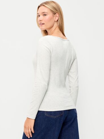 Old Navy Snug Long-Sleeve Boatneck T-Shirt - Light Gray Heather in Saudi Arabia