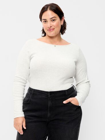 Old Navy Snug Long-Sleeve Boatneck T-Shirt - Light Gray Heather in Saudi Arabia