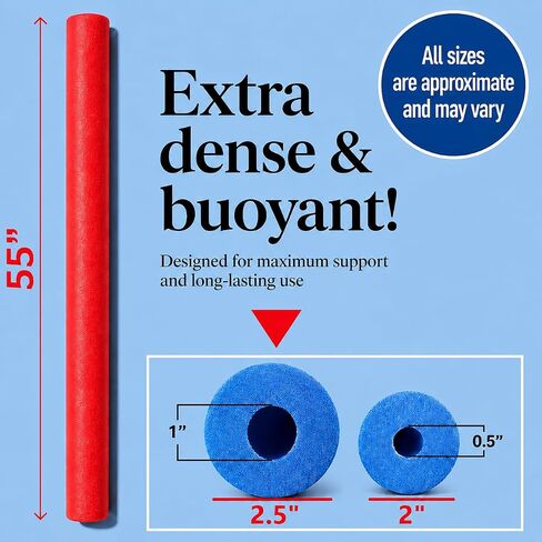 Play22 Pool Noodles Foam 2 Pack - 55" Long Extra Dense Swim Noodles, Red in Saudi Arabia