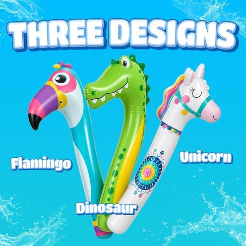 45-Inch Inflatable Pool Noodles, 3-Pack Kids Pool Floats for Beach & Travel in Kuwait