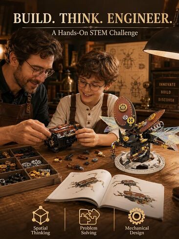 Steampunk Mechanical Beetle Building Set, Motorized V8 Engine Bionic Insect Model with Moving Iridescent Wings, Electric Steam Punk Building Blocks Kit, Collectible Display Toy for Adults & Teens in Kuwait