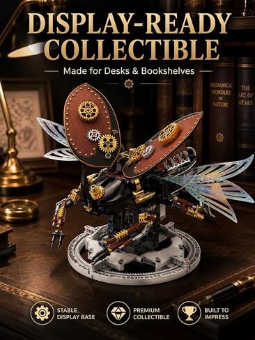 Steampunk Mechanical Beetle Building Set, Motorized V8 Engine Bionic Insect Model with Moving Iridescent Wings, Electric Steam Punk Building Blocks Kit, Collectible Display Toy for Adults & Teens in Kuwait