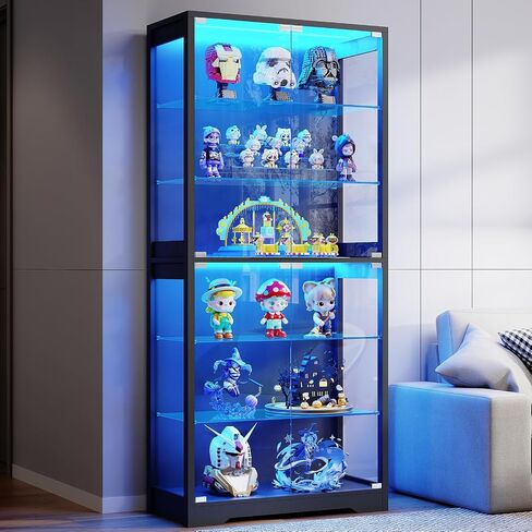 BROTTAR 71" Tall Display Cabinet with Glass Door and 3-Color Lights, White in Kuwait