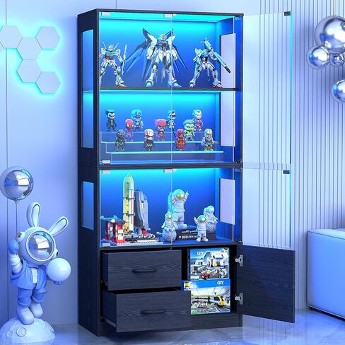 VersionTECH. Glass Display Cabinet, 4-Tier Curio Cabinet for Collectibles in Saudi Arabia
