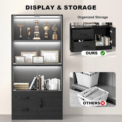 VersionTECH. Glass Display Cabinet, 4-Tier Curio Cabinet for Collectibles in Saudi Arabia