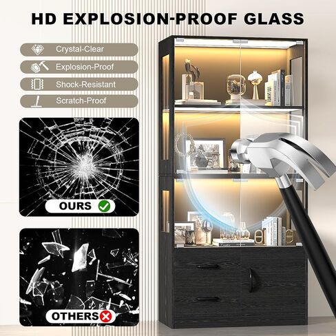 VersionTECH. Glass Display Cabinet, 4-Tier Curio Cabinet for Collectibles in Saudi Arabia